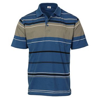 Gioberti Mens Multiple Stripe Polo Shirt With Pocket - Short Sleeve Yarn Dye
