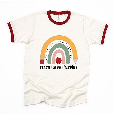 Simply Sage Market Teach Love Inspire Rainbow Ringer Tee