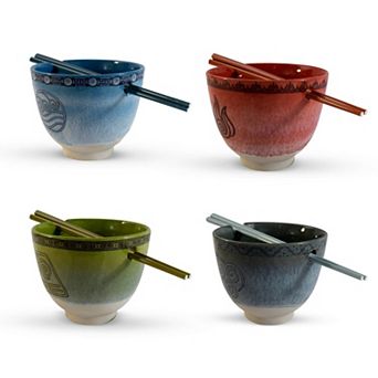 Bazillion Dreams Avatar The Last Airbender Four Nations Ramen Bowl Set with Chopsticks