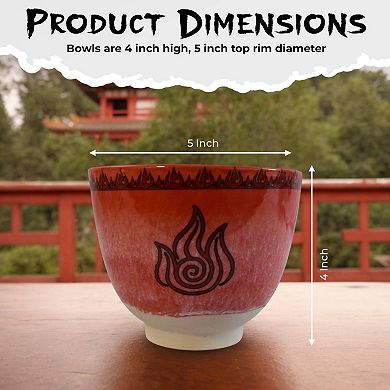 Bazillion Dreams Avatar The Last Airbender Four Nations Ramen Bowl Set with Chopsticks