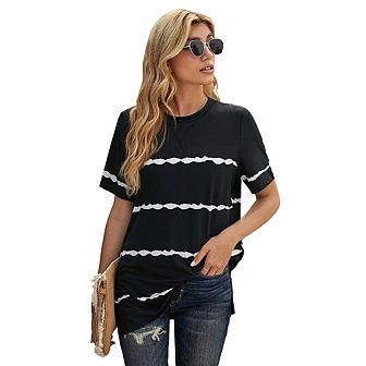 Women's Loose Casual Tunic Tee Shirt - Stylish Top With Side Split
