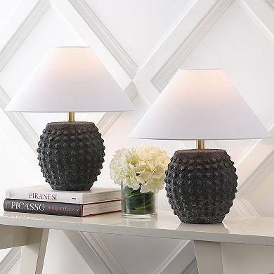 Effie 18.25" Minimalist Scandinavian Ceramic/Iron Hobnail LED Table Lamp (Set of 2)