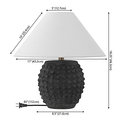 Effie 18.25" Minimalist Scandinavian Ceramic/Iron Hobnail LED Table Lamp (Set of 2)