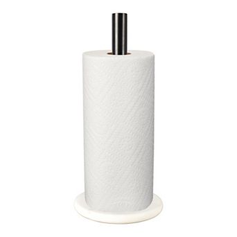 Jules Modern Glam Square Metal and Non Slip Weighted Marble Base Paper Towel Holder