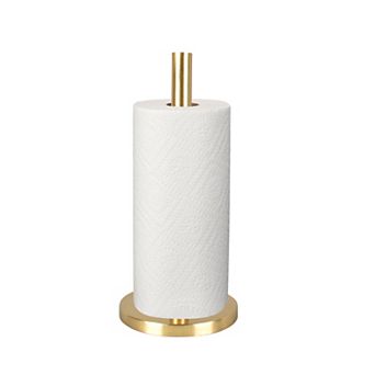 Jules Modern Glam Square Metal and Non Slip Weighted Marble Base Paper Towel Holder