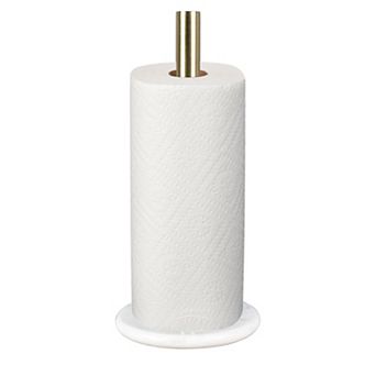 Jules Modern Glam Square Metal and Non Slip Weighted Marble Base Paper Towel Holder