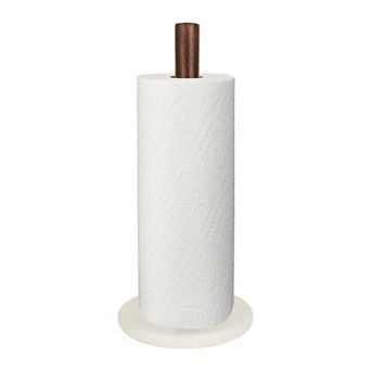 Jules Modern Glam Square Metal and Non Slip Weighted Marble Base Paper Towel Holder