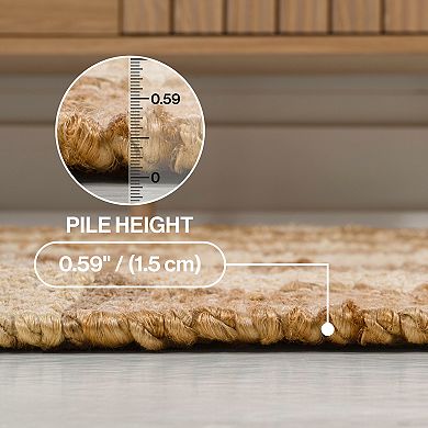 Theo Modern Farmhouse Woven Jute Checkerboard Area Rug