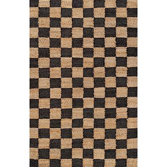 Theo Modern Farmhouse Woven Jute Checkerboard Area Rug