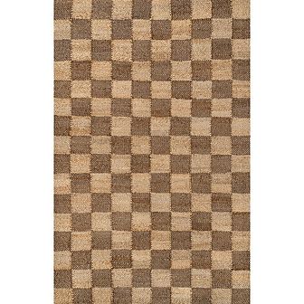 Theo Modern Farmhouse Woven Jute Checkerboard Area Rug