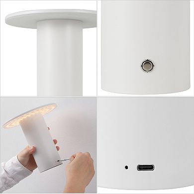 7.5" Column Rechargeable/Cordless Dimmable Integrated LED Table Lamp with Touch Sensor (Set of 2)