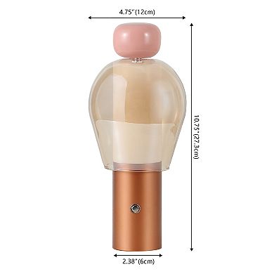 10.75" Glam Candle-Style Rechargeable/Cordless Dimmable Integrated LED Table Lamp with Touch Sensor