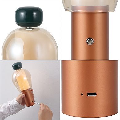 10.75" Glam Candle-Style Rechargeable/Cordless Dimmable Integrated LED Table Lamp with Touch Sensor