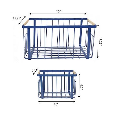 Henley Farmhouse Handmade Wire Metal Nesting Storage Baskets with Jute Wrapped Handles (Set of 3)