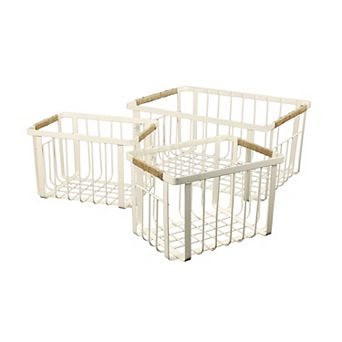 Henley Farmhouse Handmade Wire Metal Nesting Storage Baskets with Jute Wrapped Handles (Set of 3)