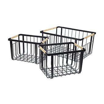 Henley Farmhouse Handmade Wire Metal Nesting Storage Baskets with Jute Wrapped Handles (Set of 3)