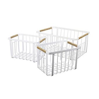 Henley Farmhouse Handmade Wire Metal Nesting Storage Baskets with Jute Wrapped Handles (Set of 3)