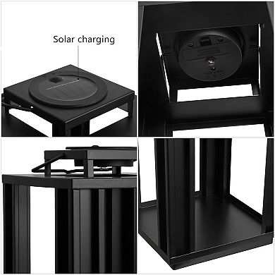 Leland Modern Industrial Integrated Indoor/Outdoor LED Solar Powered Lanterns (Set of 3)