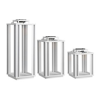 Leland Modern Industrial Integrated Indoor/Outdoor LED Solar Powered Lanterns (Set of 3)
