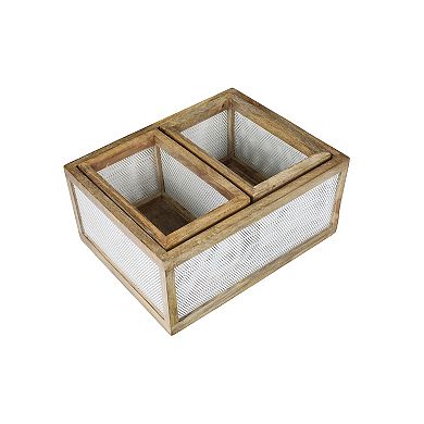 Fallon Modern Minimalist Handmade Wooden Metal Nesting Storage Baskets (Set of 3)