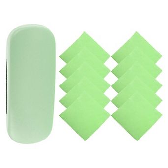 1 pc Upscale Eyeglasses Case Lightweight Eyeglasses Storage with 10 pc Reusable Cleaning Cloth Set