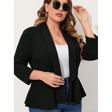 Women Plus Size Casual Blazer Open Front Long Sleeve Work Office Cardigan Jackets