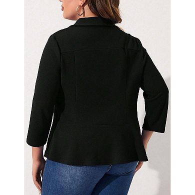 Women Plus Size Casual Blazer Open Front Long Sleeve Work Office Cardigan Jackets