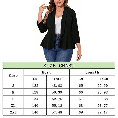Women Plus Size Casual Blazer Open Front Long Sleeve Work Office Cardigan Jackets