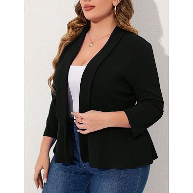 Women Plus Size Casual Blazer Open Front Long Sleeve Work Office Cardigan Jackets