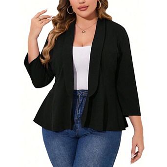 Women Plus Size Casual Blazer Open Front Long Sleeve Work Office Cardigan Jackets