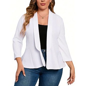 Women Plus Size Casual Blazer Open Front Long Sleeve Work Office Cardigan Jackets