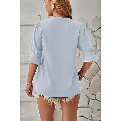 Womens Casual Shorts Sleeve Shirts V Neck Tops Loose Fit Slim Fit Ladies Work Dressy Blouses