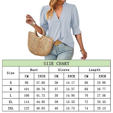 Womens Casual Shorts Sleeve Shirts V Neck Tops Loose Fit Slim Fit Ladies Work Dressy Blouses