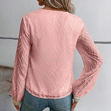 Elegant Chiffon Blouse Womens Ruffle Long Sleeve Sweet Fashion Shirt Lace Collar Soft Casual Tops
