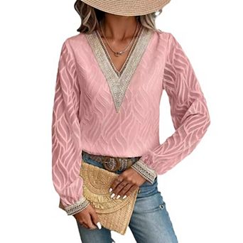 Elegant Chiffon Blouse Womens Ruffle Long Sleeve Sweet Fashion Shirt Lace Collar Soft Casual Tops