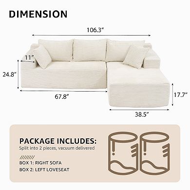 Right hand facing Cloud Sectional Couch Chaise,Modern Modular Sofa with Deep Seat