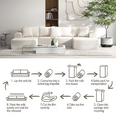 U shape Cloud Sectional Couch Chaise,Modern Modular Sofa with Deep Seat