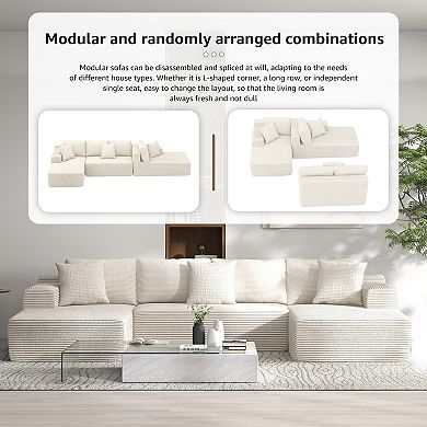U shape Cloud Sectional Couch Chaise,Modern Modular Sofa with Deep Seat