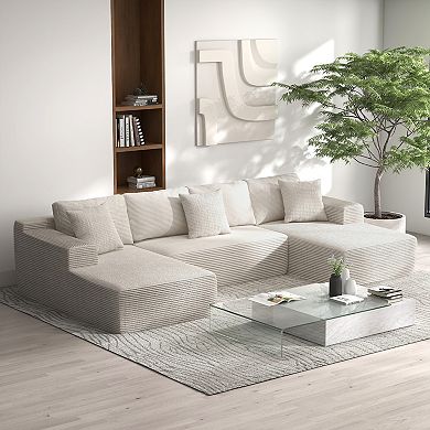 U shape Cloud Sectional Couch Chaise,Modern Modular Sofa with Deep Seat