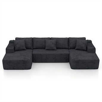 U shape Cloud Sectional Couch Chaise,Modern Modular Sofa with Deep Seat