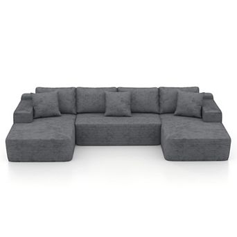 U shape Cloud Sectional Couch Chaise,Modern Modular Sofa with Deep Seat