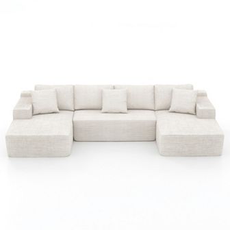 U shape Cloud Sectional Couch Chaise,Modern Modular Sofa with Deep Seat