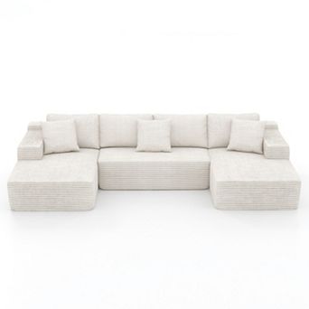 U shape Cloud Sectional Couch Chaise,Modern Modular Sofa with Deep Seat