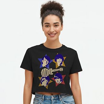 Juniors' The Monkees Band Member Stars Cropped Graphic Tee