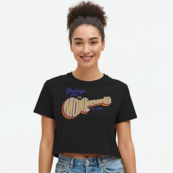 Juniors' The Monkees Guitar Logo Cropped Graphic Tee
