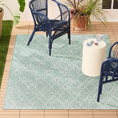 Nicole Miller Corin Distressed UV Fade Resistant Indoor / Outdoor Rug