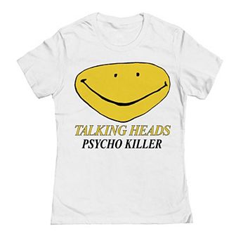 Juniors' Talking Heads Psycho Killer Smiley Face Graphic Tee
