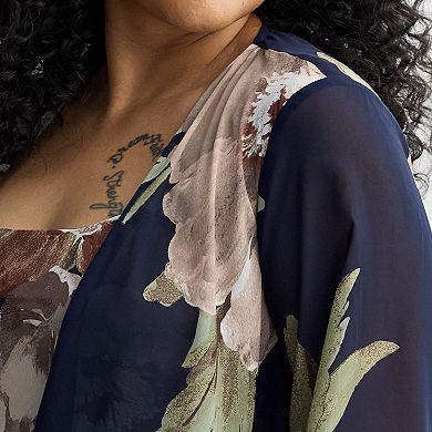 Plus Sized Robbie Bee 2-Piece Floral Midi Dress & Shrug Set