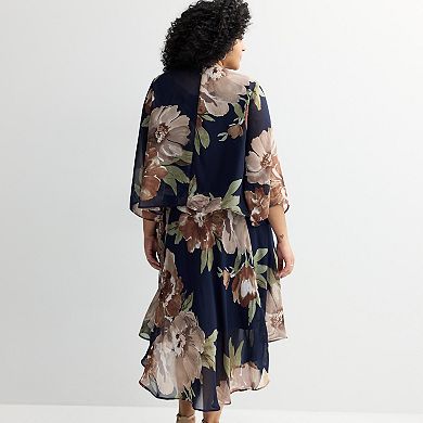 Plus Sized Robbie Bee 2-Piece Floral Midi Dress & Shrug Set