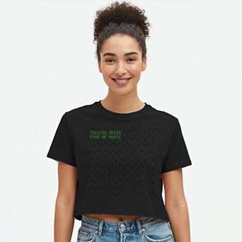 Juniors' Talking Heads Fear Of Music Cropped Graphic Tee